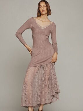 By Anthropologie V-Neck Lace Twofer Sweater Dress